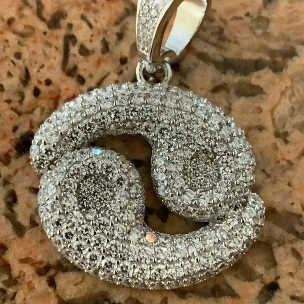 Real 925 Vermeil Gold Zodiac Sign Iced Out Pendant - Picture 5 of 6